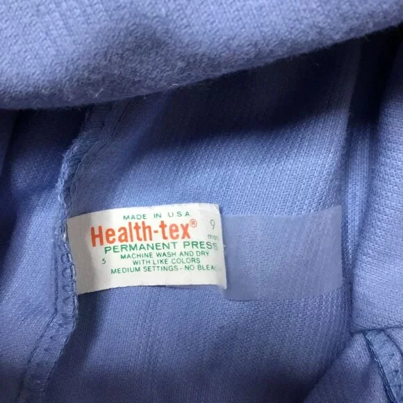 VTG HEALTH-TEX Baby Bib Overalls Bear Face Corduroy Blue Gold Straps 9M USA VBC - Picture 3 of 6